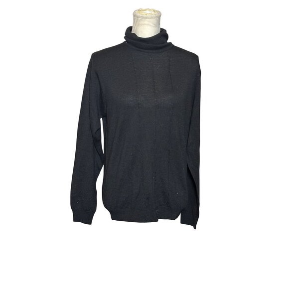 Talbots Womens Black Wool Silk Cashmere Blend Turtleneck Sweater Size L Goth - Picture 6 of 7